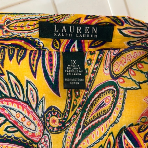EUC Lauren by Ralph Lauren Paisley Print Top sz 1X - Picture 2 of 6